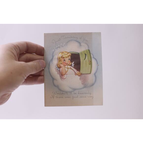 Girl Angel, Greeting Card, Thinking of You, USED, Paper, Craft, ~ 251016-WH 1379 - Picture 1 of 2